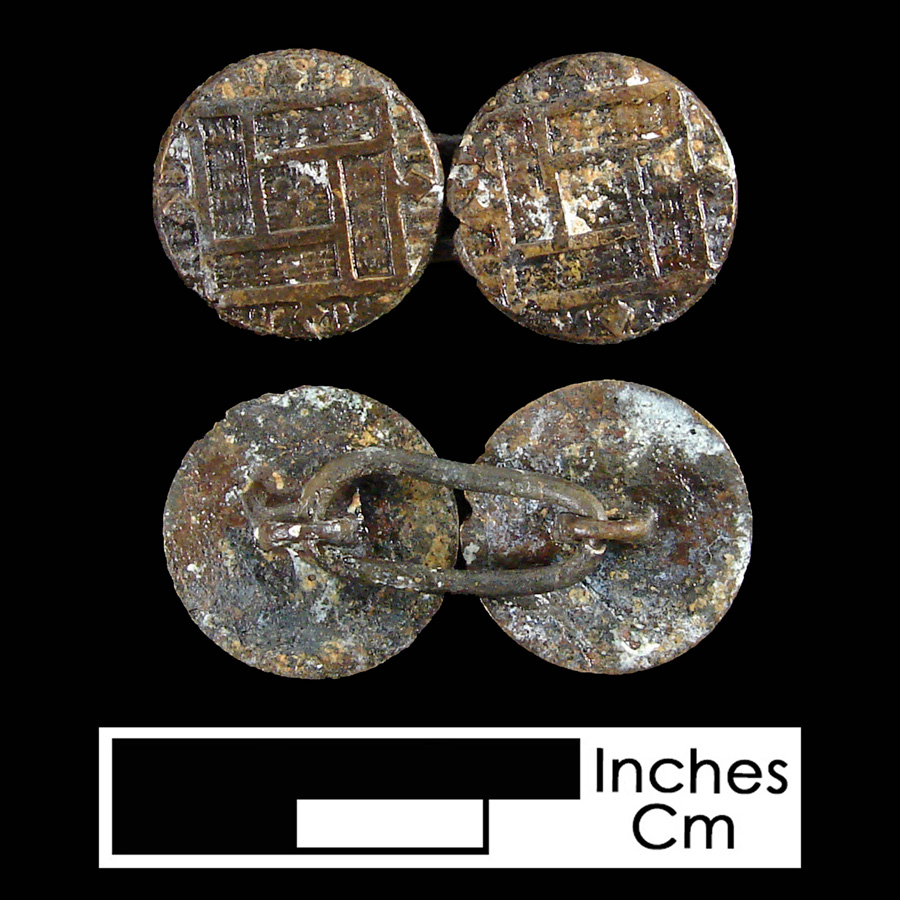 Image of copper alloy linked button.