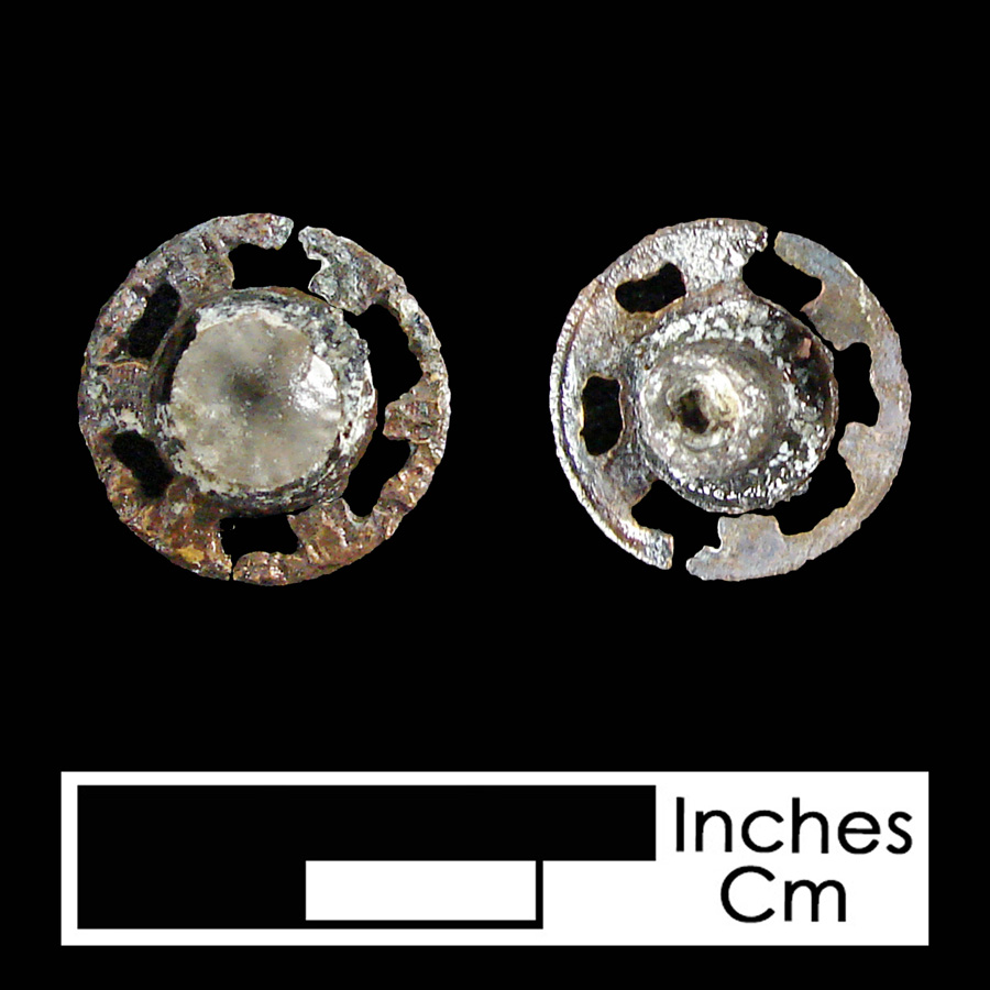 Image of copper alloy/glass linked button.