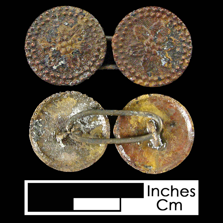 Image of copper alloy linked button.