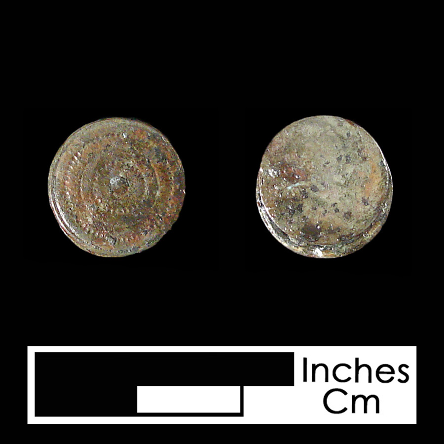 Image of copper alloy linked button.