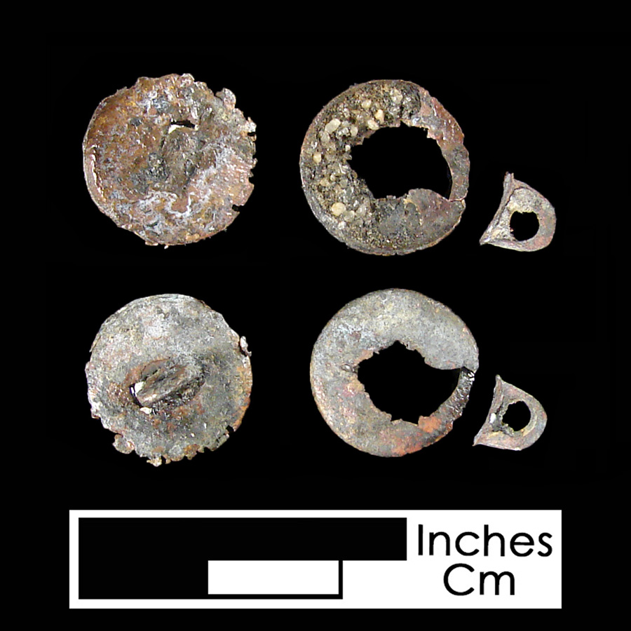 Image of copper alloy linked button.
