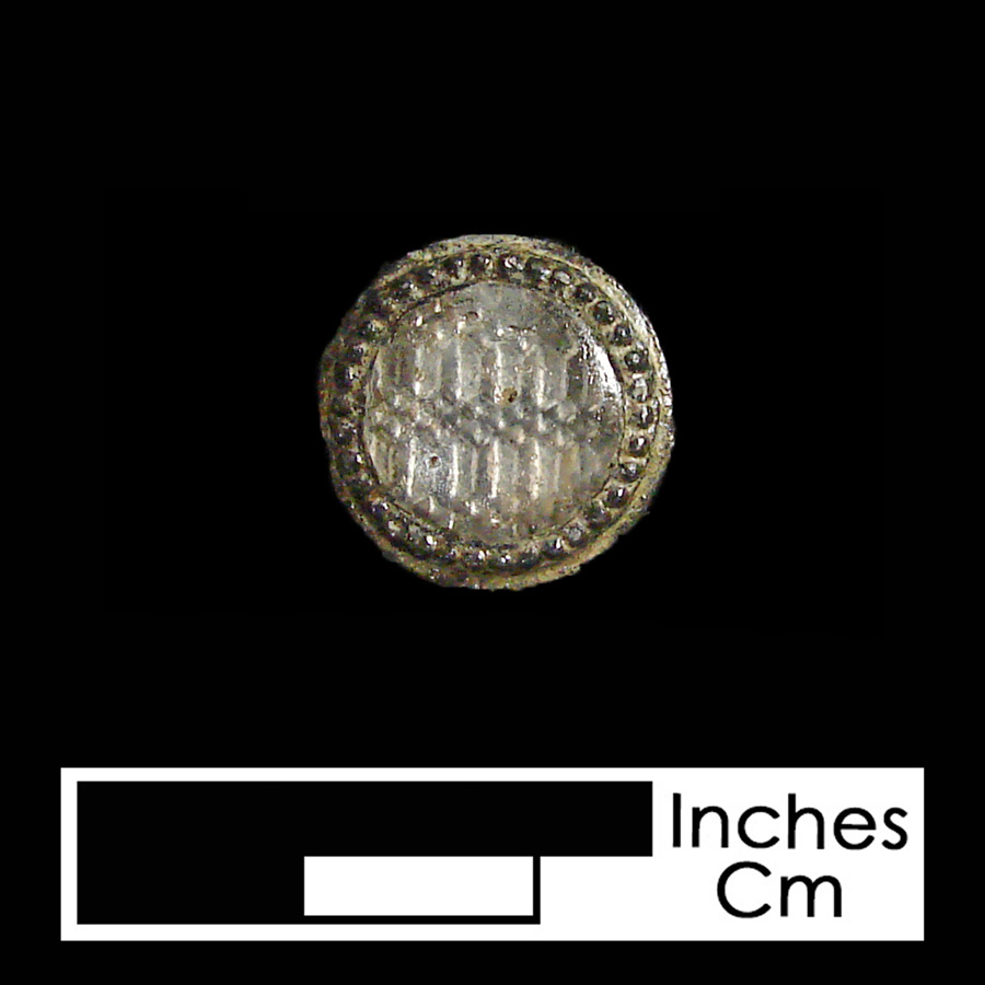 Image of pewter/glass linked button.