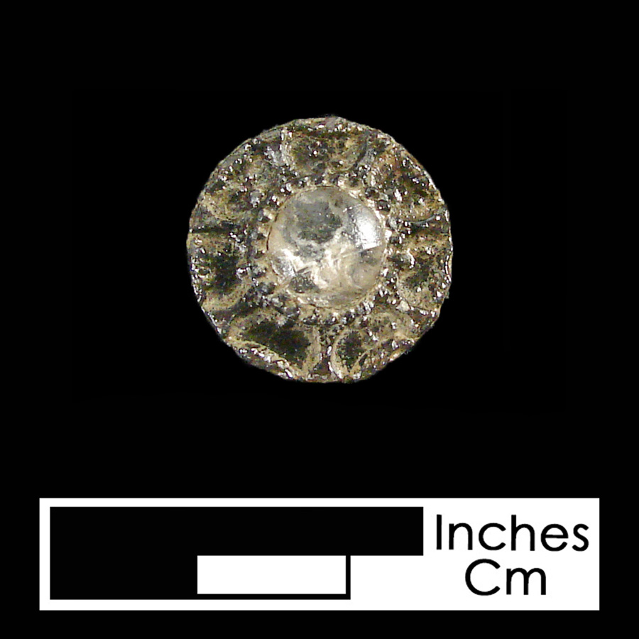Image of pewter/glass linked button.
