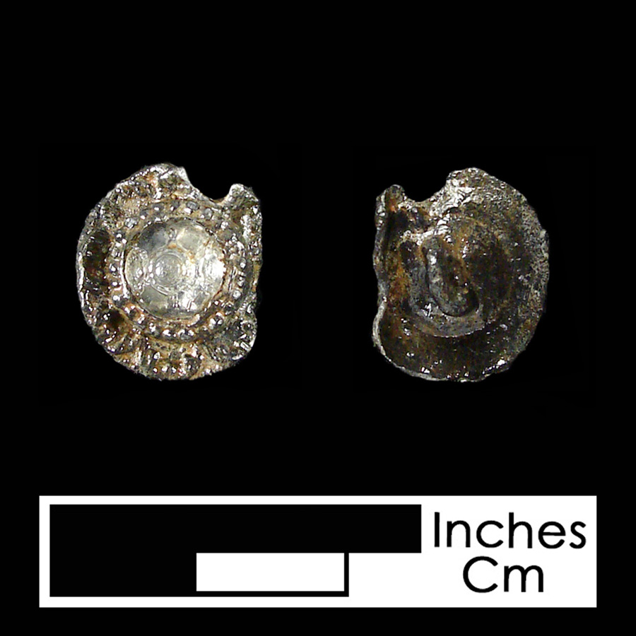 Image of pewter/glass linked button.