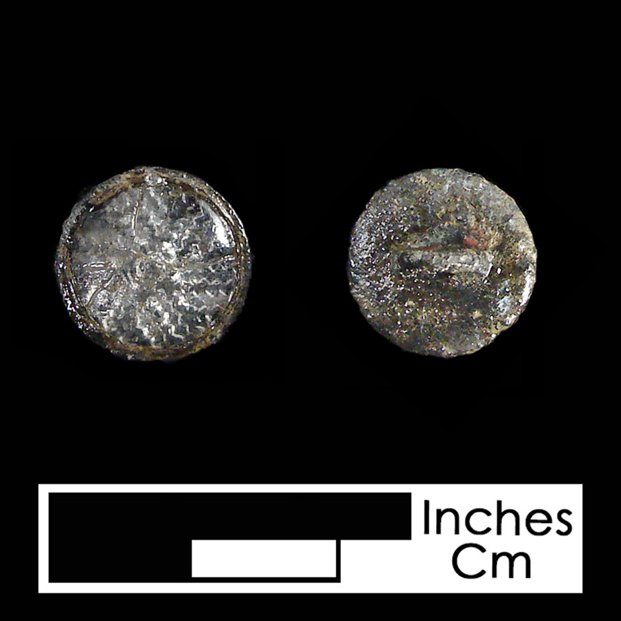 Image of pewter/glass linked button.