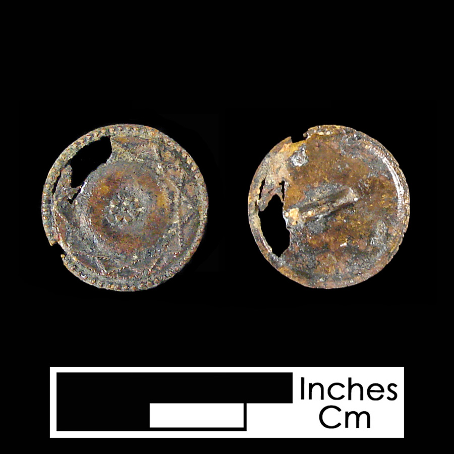 Image of copper alloy linked button.