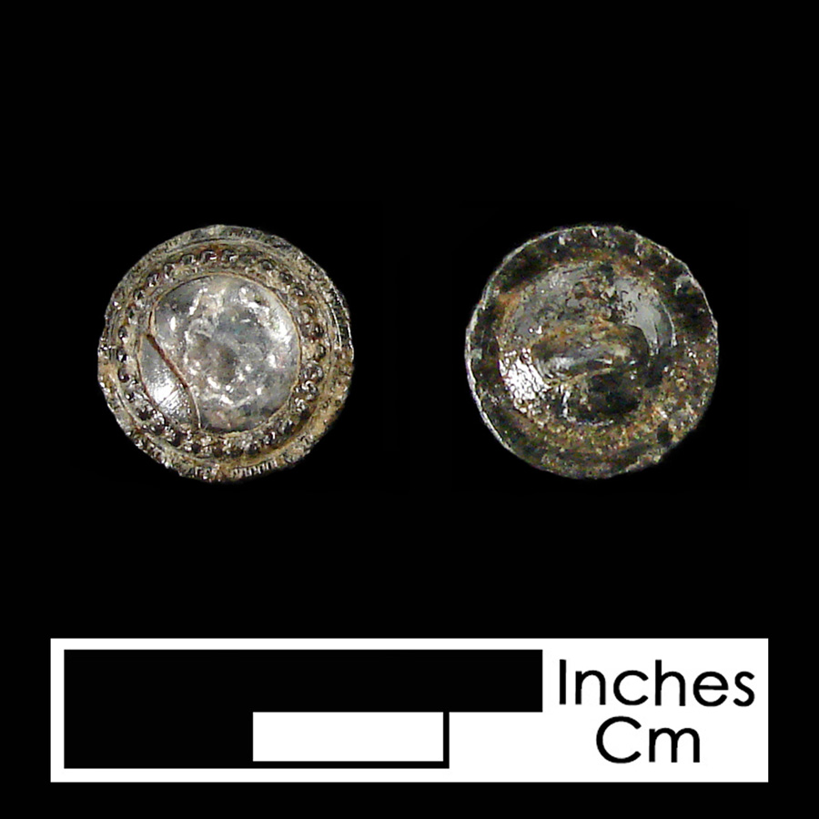 Image of pewter/glass linked button.