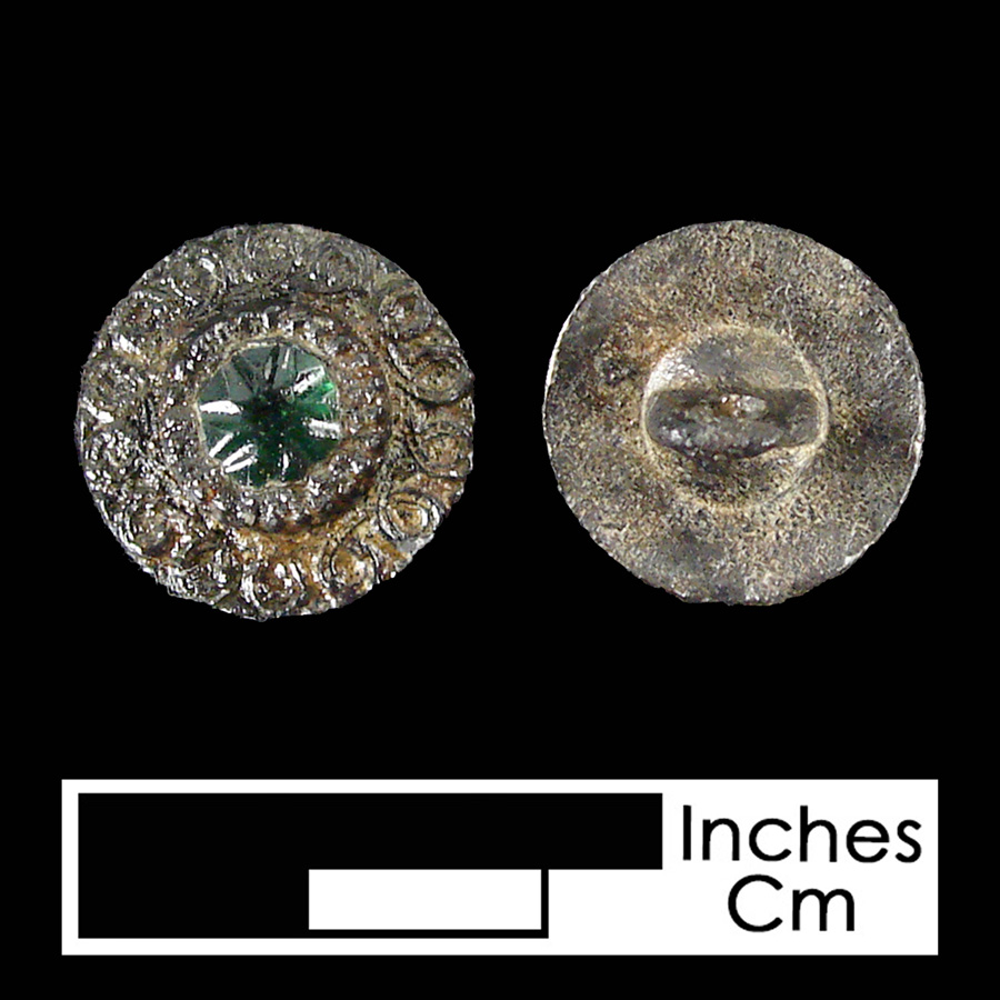 Image of pewter/glass linked button.