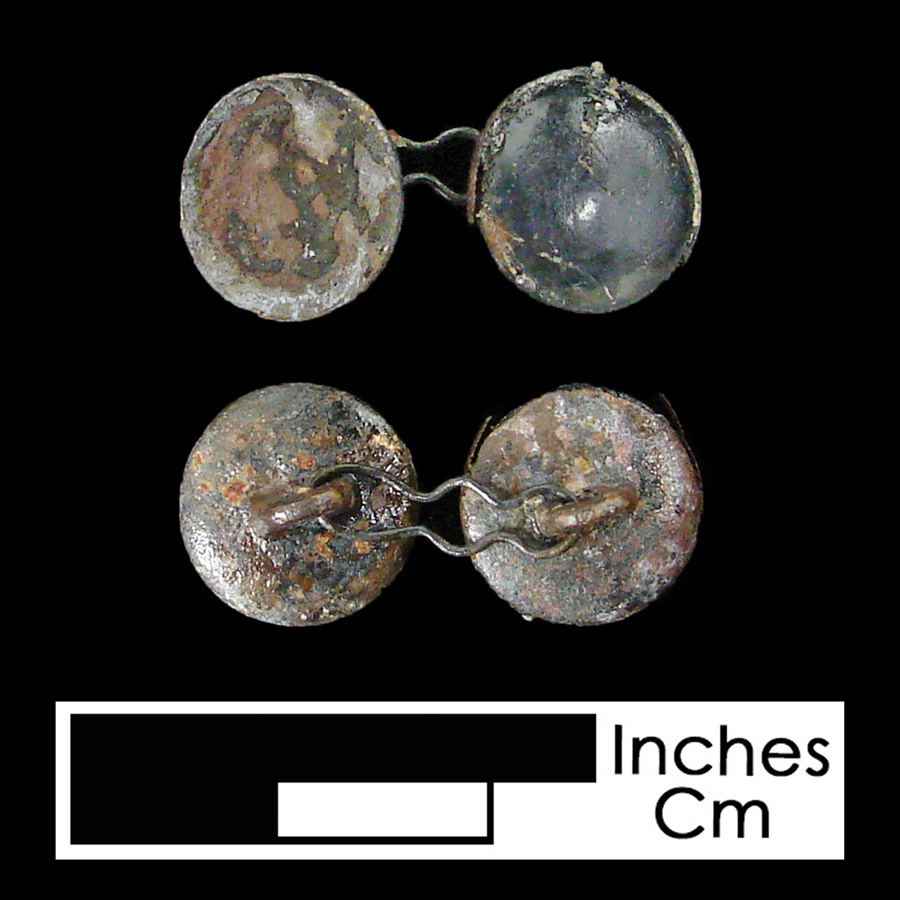Image of copper alloy/glass linked button.