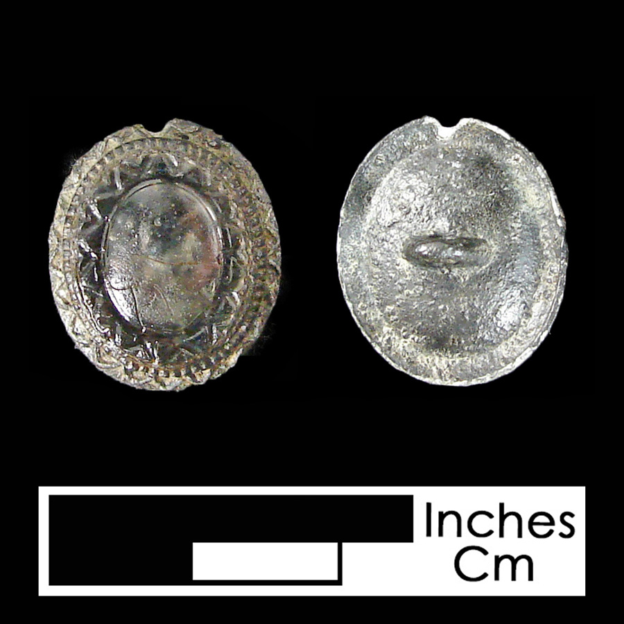Image of pewter/glass linked button.