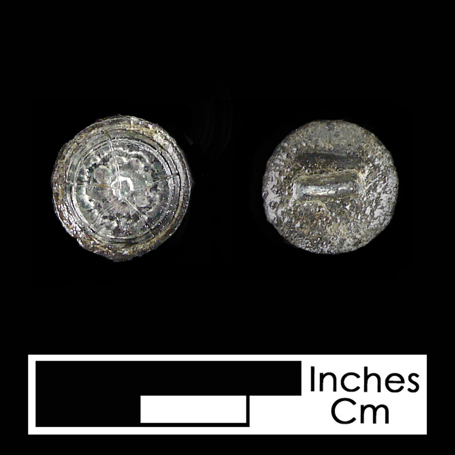 Image of pewter/glass linked button.
