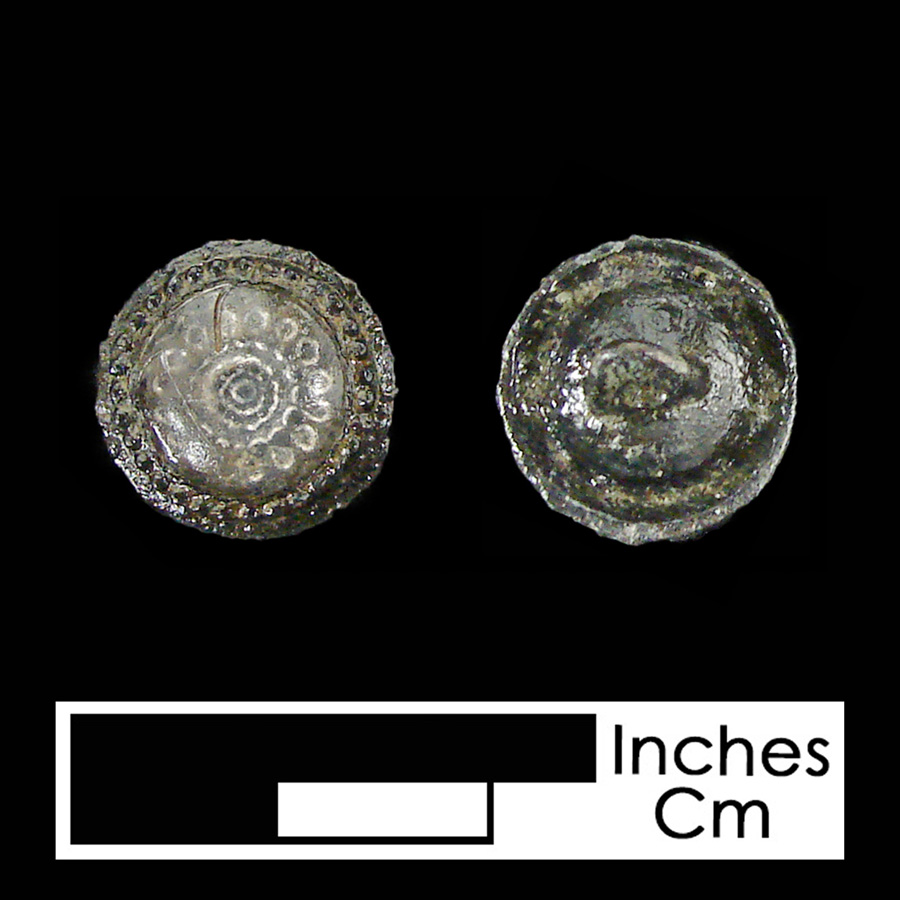 Image of pewter/glass linked button.