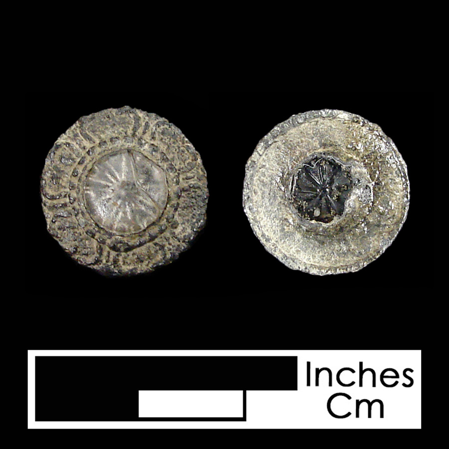 Image of pewter/glass linked button.