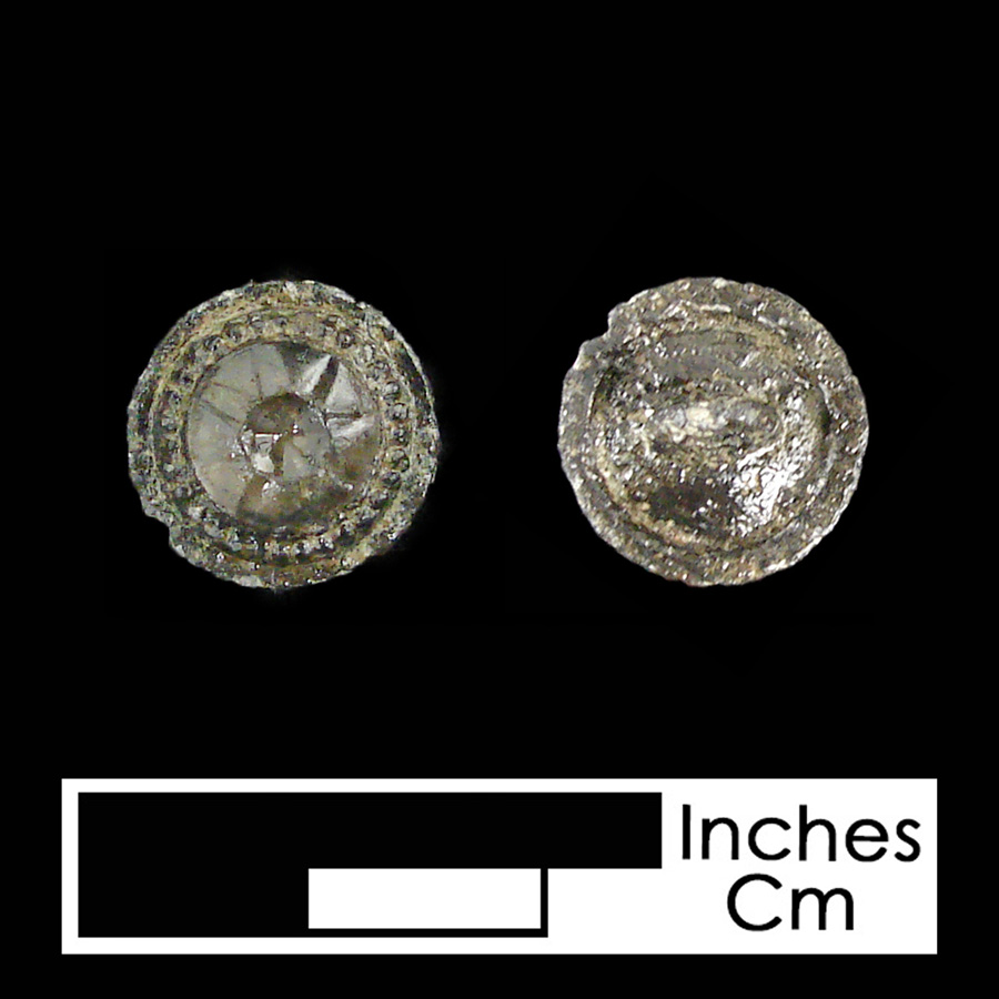Image of pewter/glass linked button.