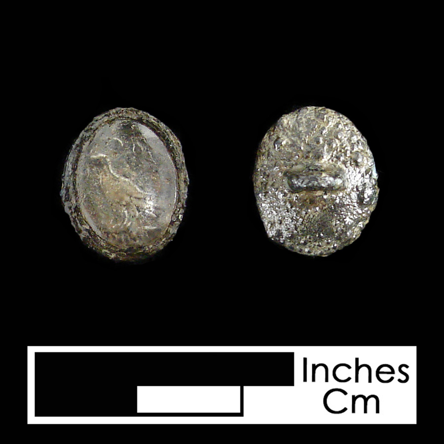 Image of pewter/glass linked button.