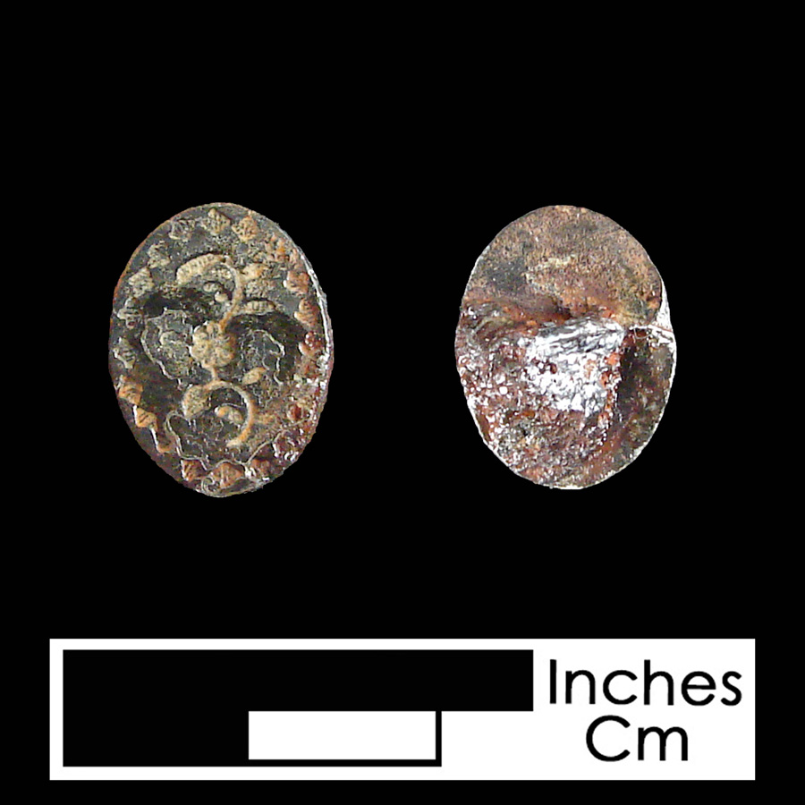 Image of pewter/iron linked button.