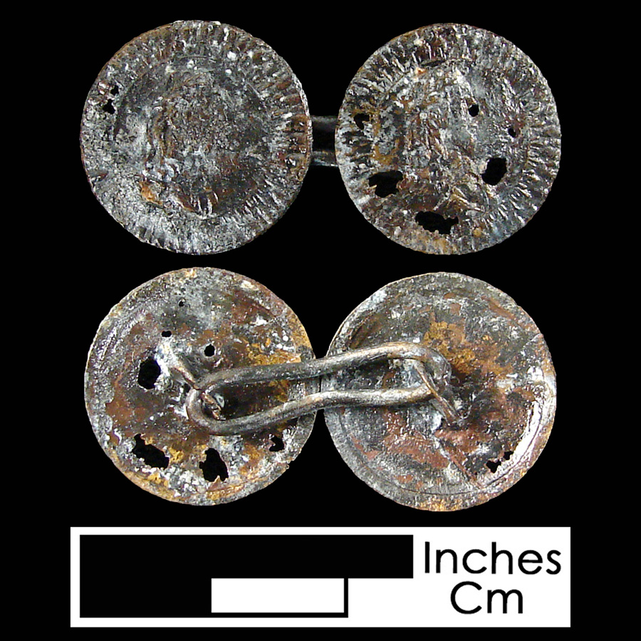 Image of copper alloy linked button.