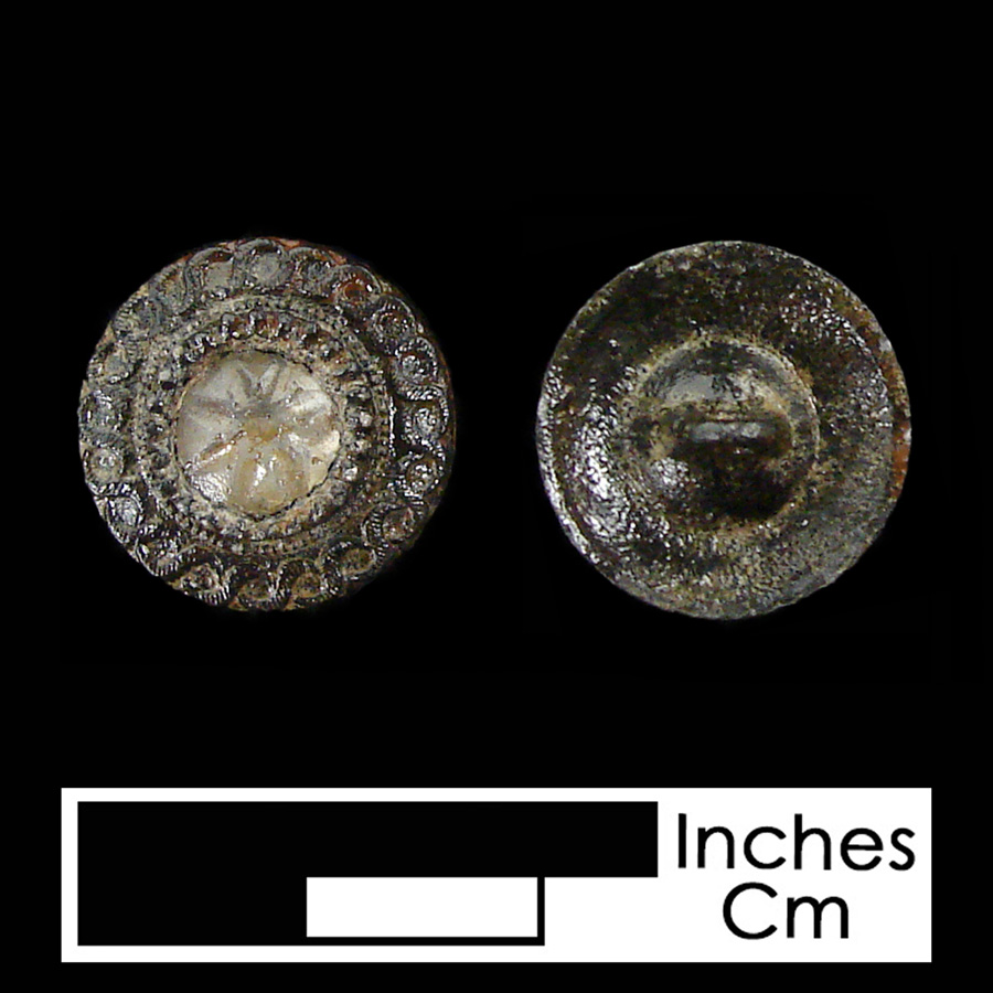 Image of pewter/glass linked button.