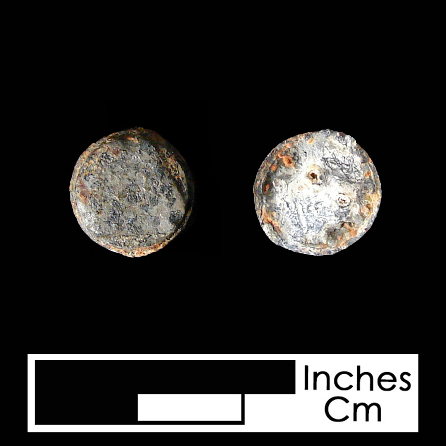 Image of copper alloy/pewter linked button.