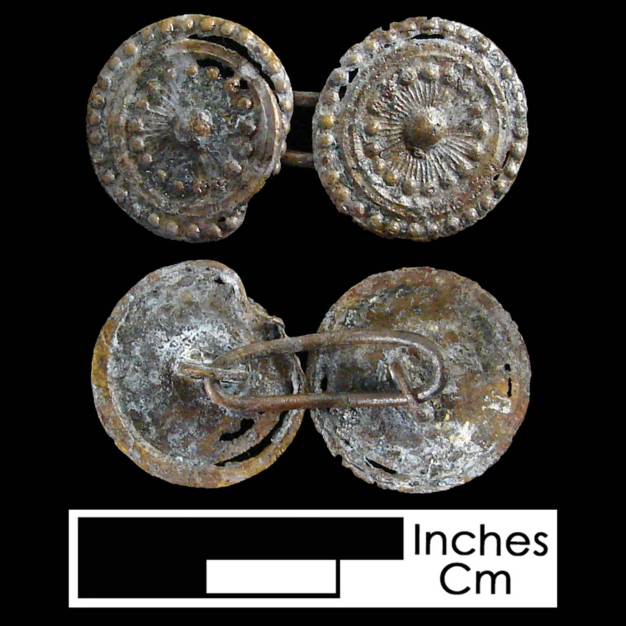 Image of copper alloy linked button.