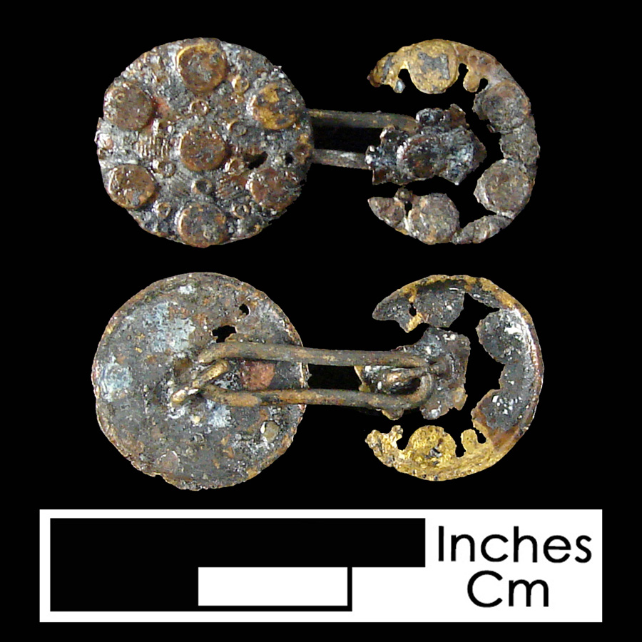 Image of copper alloy linked button.