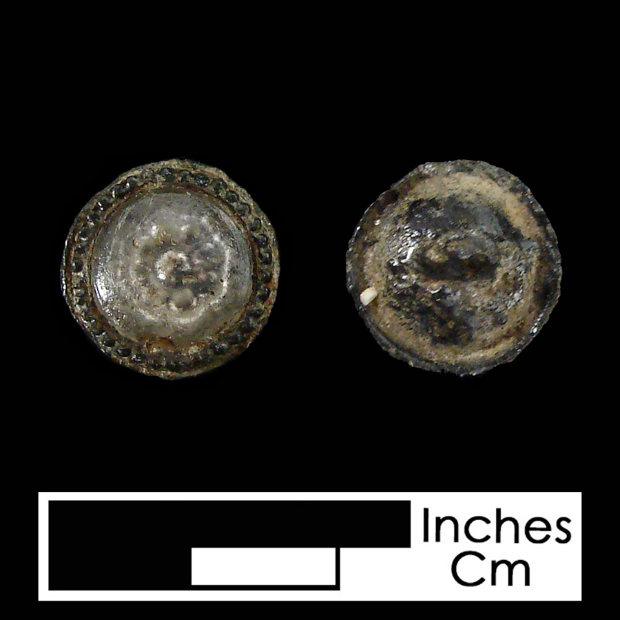 Image of pewter/glass linked button.