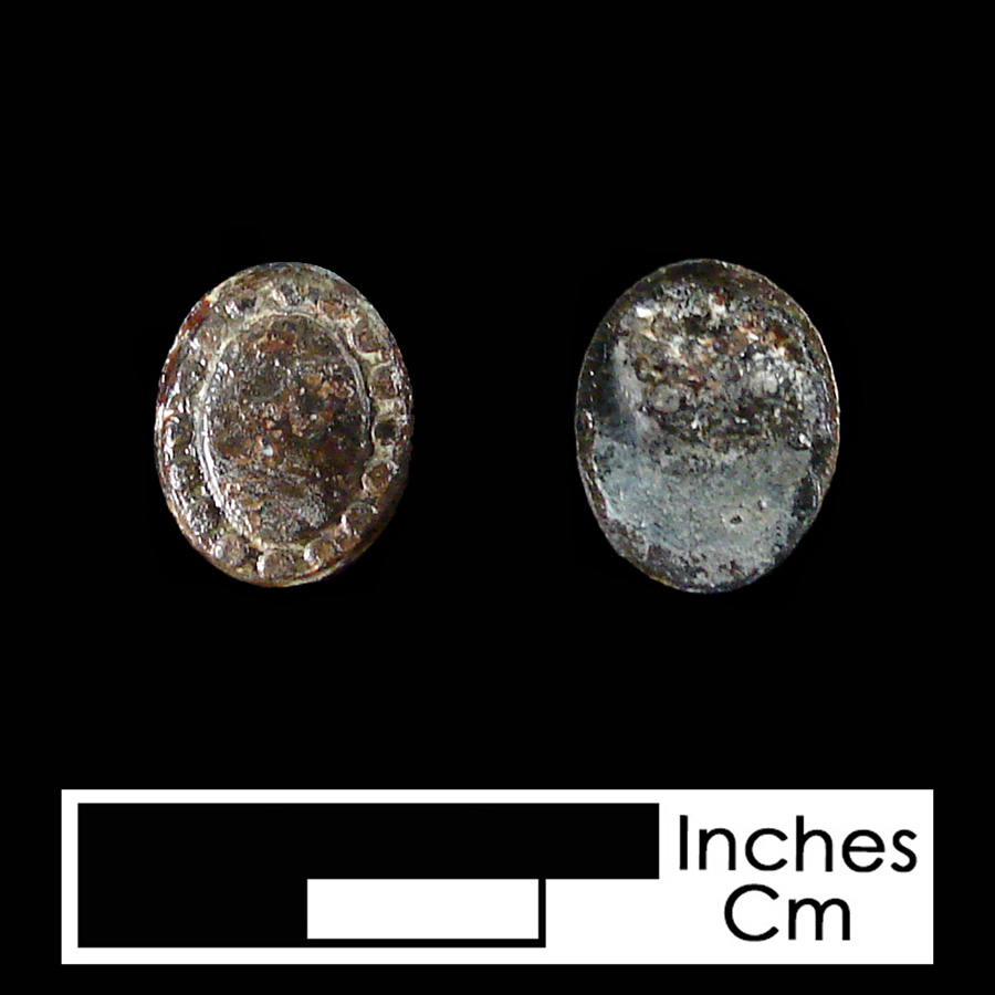 Image of copper alloy/pewter linked button.