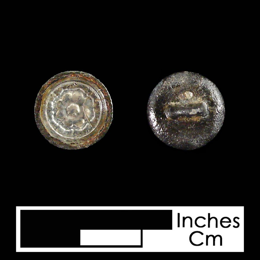 Image of pewter/glass linked button.