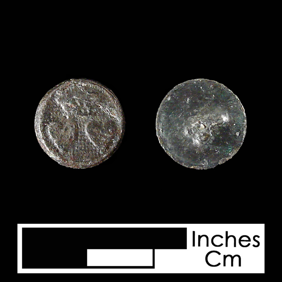 Image of copper alloy/pewter linked button.
