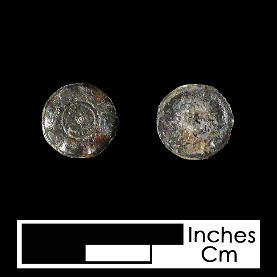 Image of copper alloy/pewter linked button.