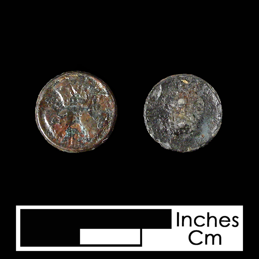 Image of copper alloy/pewter linked button.