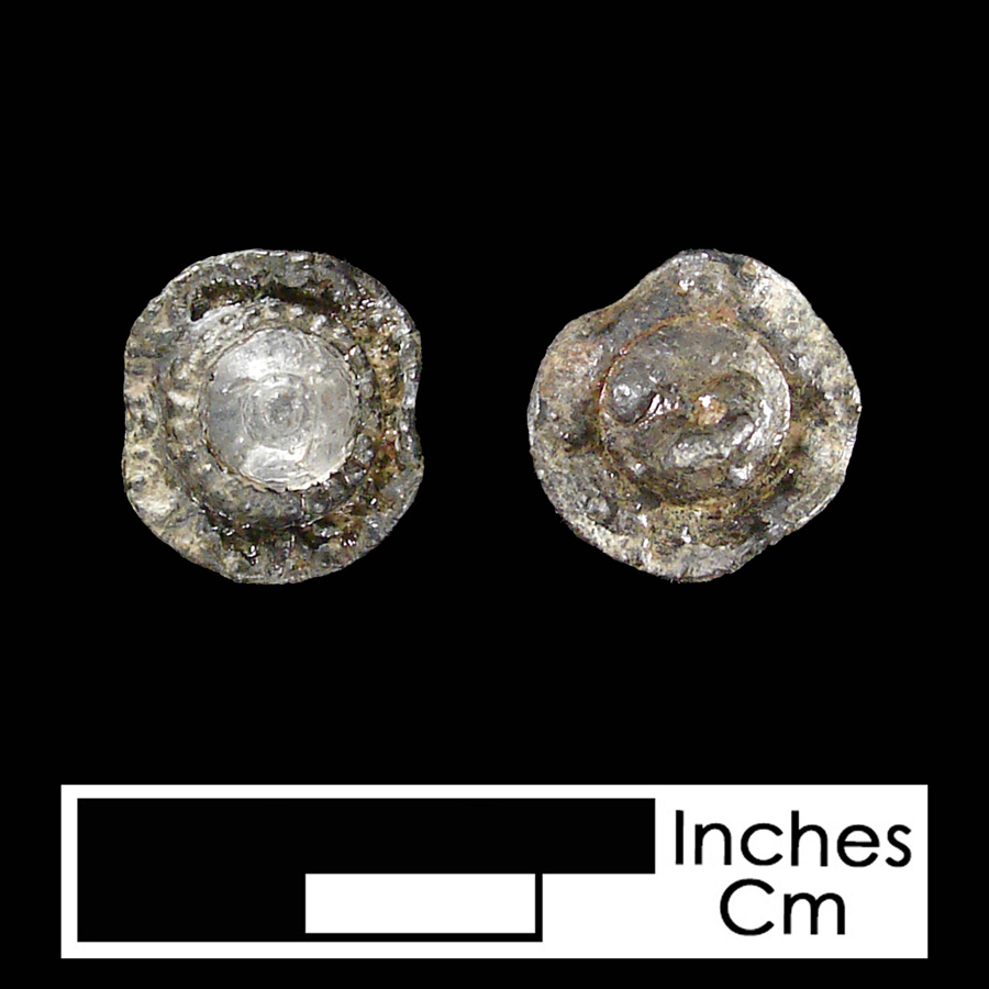 Image of pewter/glass linked button.