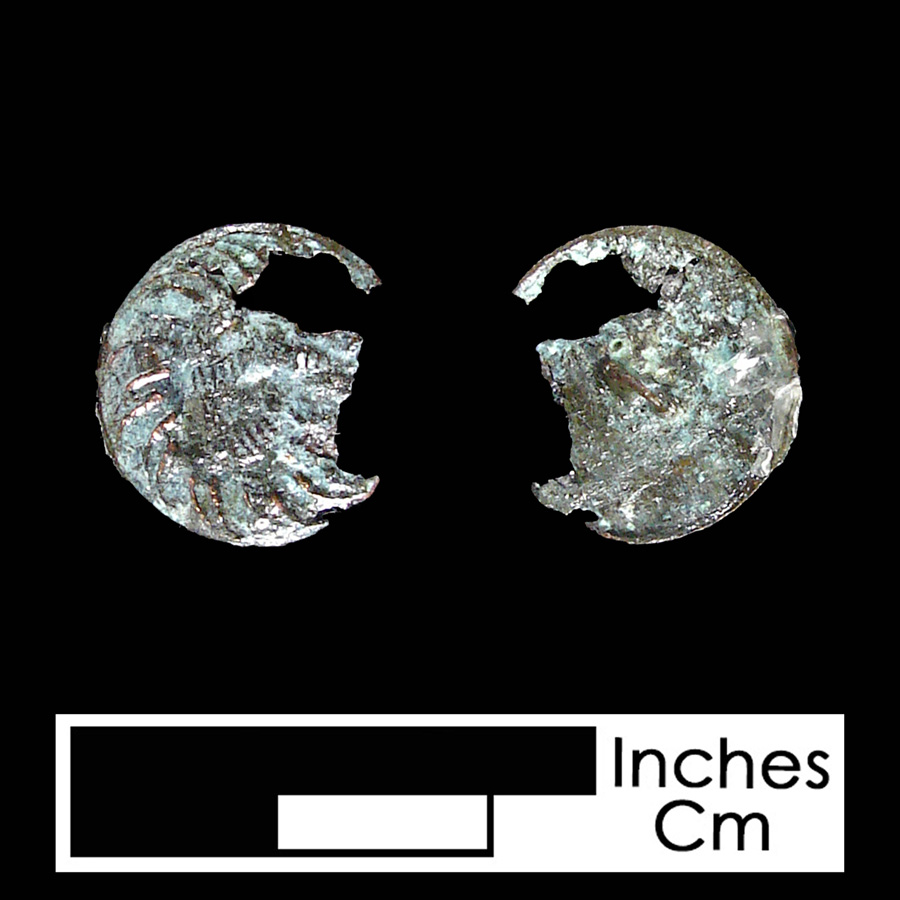 Image of copper alloy linked button.