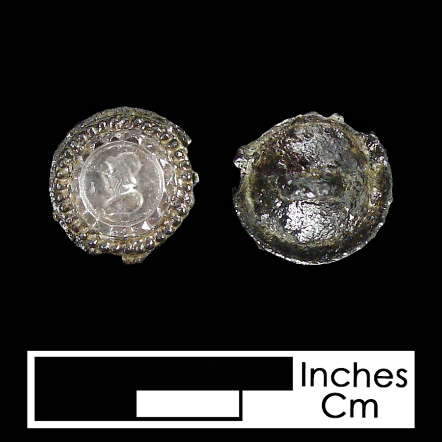 Image of pewter/glass linked button.