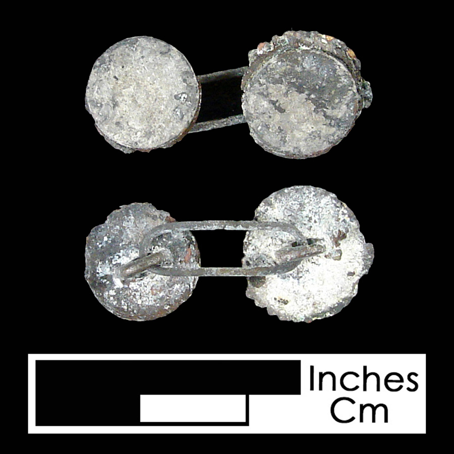 Image of copper alloy/silver linked button.