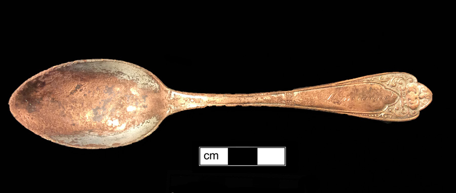 Image of copper alloy spoon, Dognose or Shield Top.