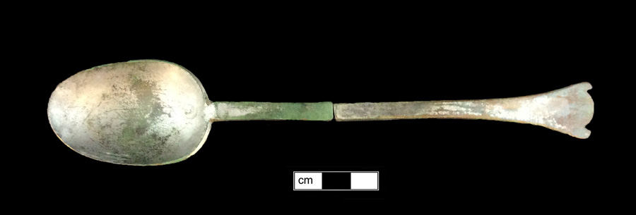 Image of copper alloy spoon, Trefid.