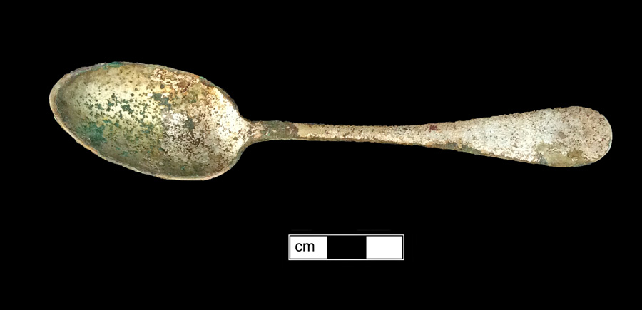 Image of pewter spoon, Dognose or Shield Top.