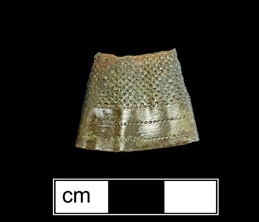 Image of copper alloy thimble, deep drawn, hexagonal knurlings.