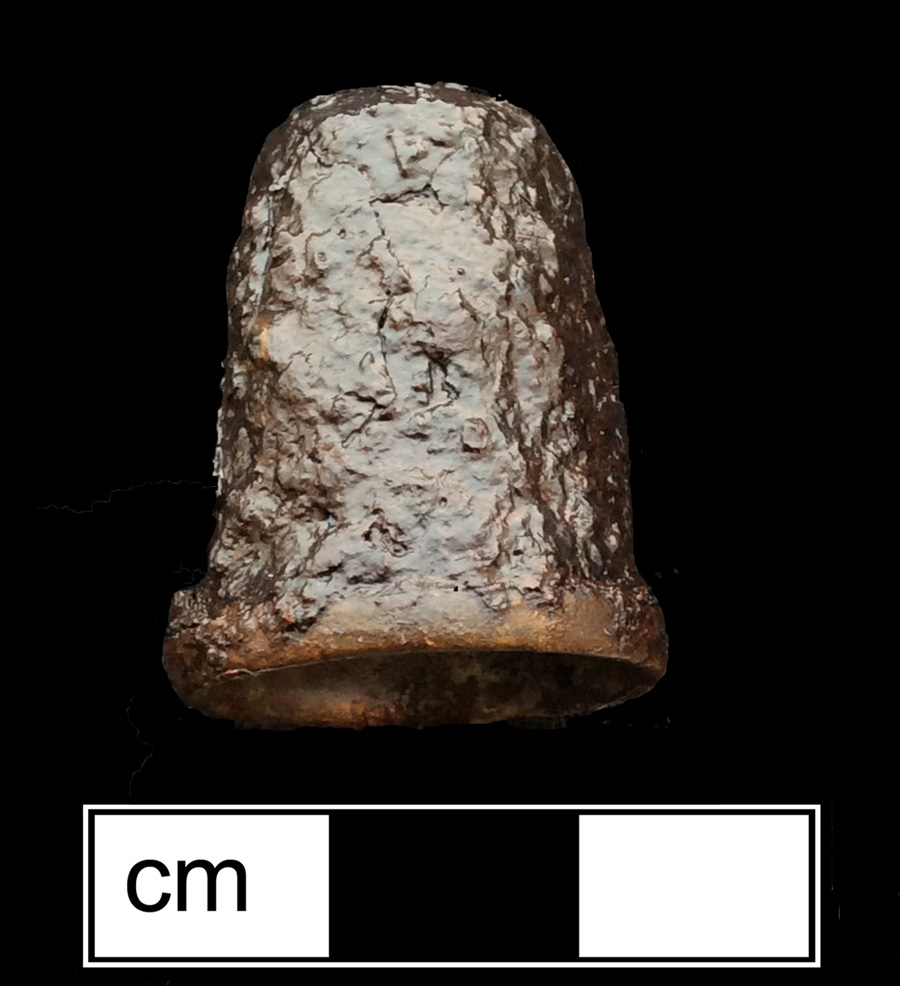 Image of steel/copper alloy thimble, 20th century.