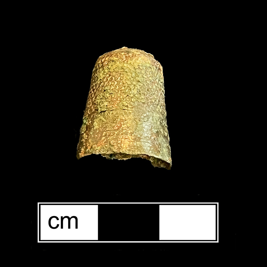 Image of copper alloy thimble, deep drawn, hexagonal knurlings.