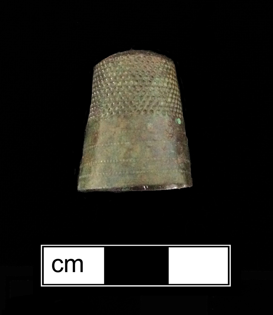 Image of copper alloy thimble, deep drawn, hexagonal knurlings.