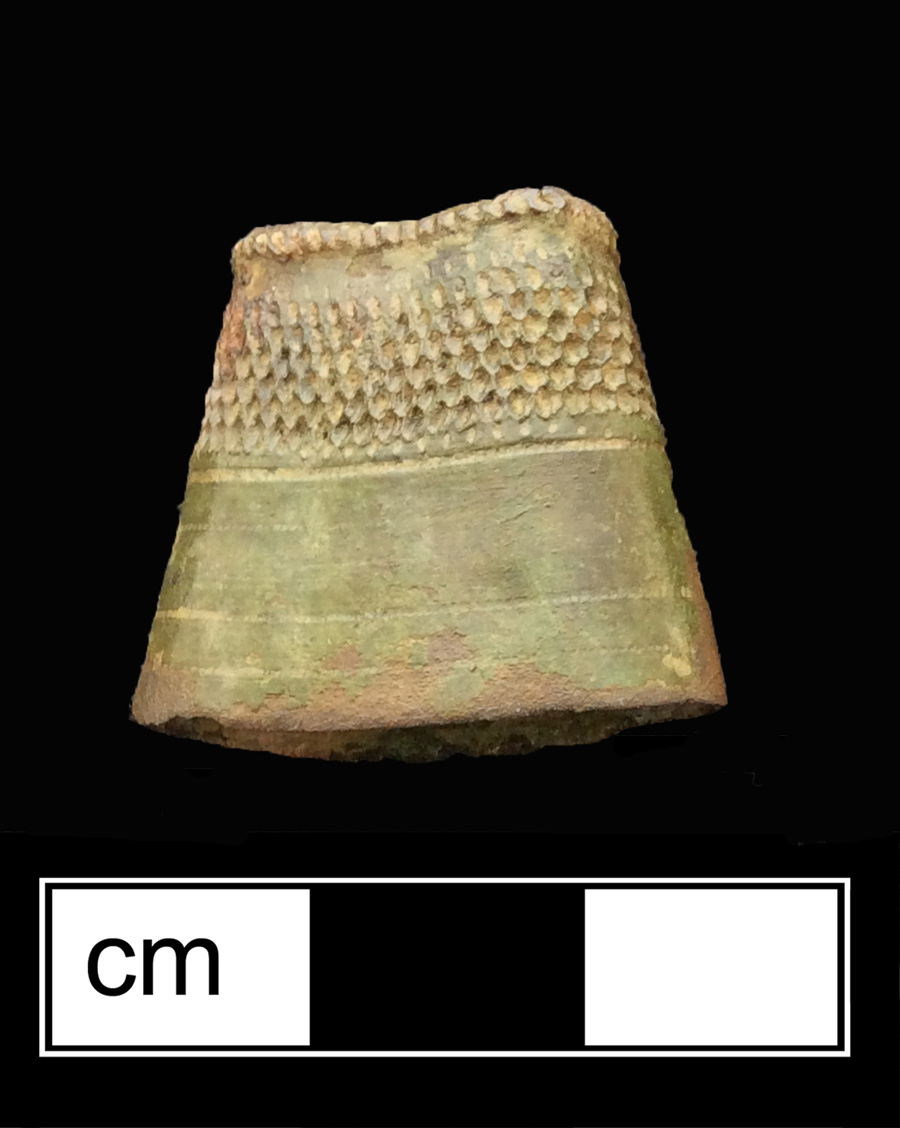Image of copper alloy thimble, deep drawn, hexagonal knurlings.