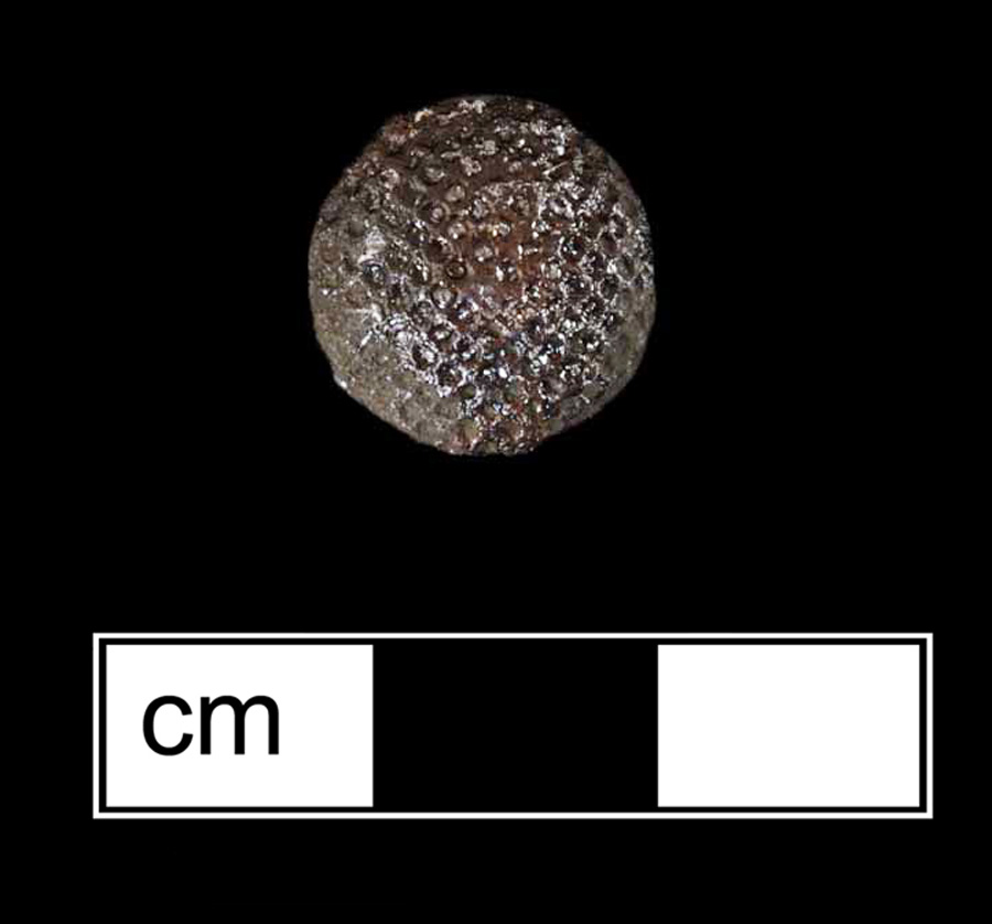 Image of copper alloy thimble, deep drawn, waffle crown knurlings, 18th century.