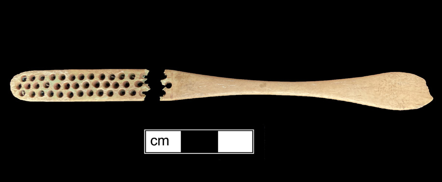Image of bone toothbrush handle, wire drawn, Maryland variety.
