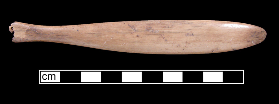 Image of bone toothbrush handle, wire drawn.
