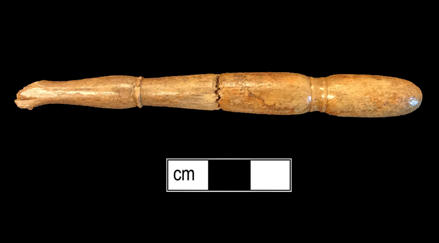 Image of bone toothbrush handle, wire drawn, Stick type.
