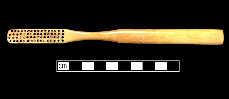 Image of bone toothbrush handle, wire drawn, South Carolina type.