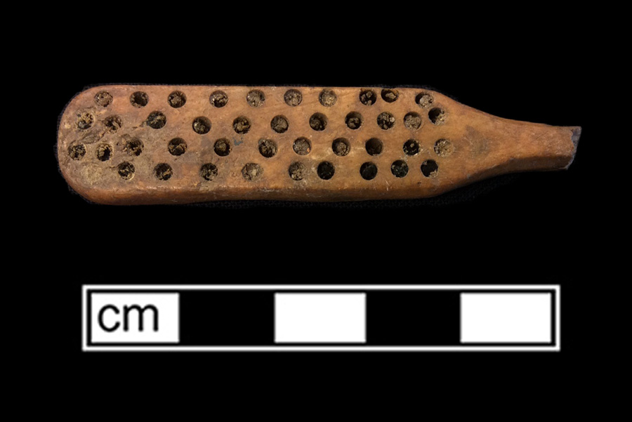 Image of bone toothbrush handle, wire drawn, England type, Maryland variety.