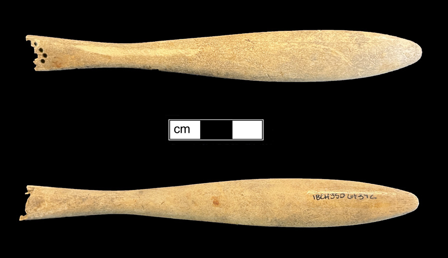 Image of bone toothbrush handle, California type, Pennsylvania type.
